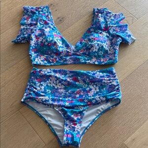 Cupshe Floral Blue large women's Swim Set